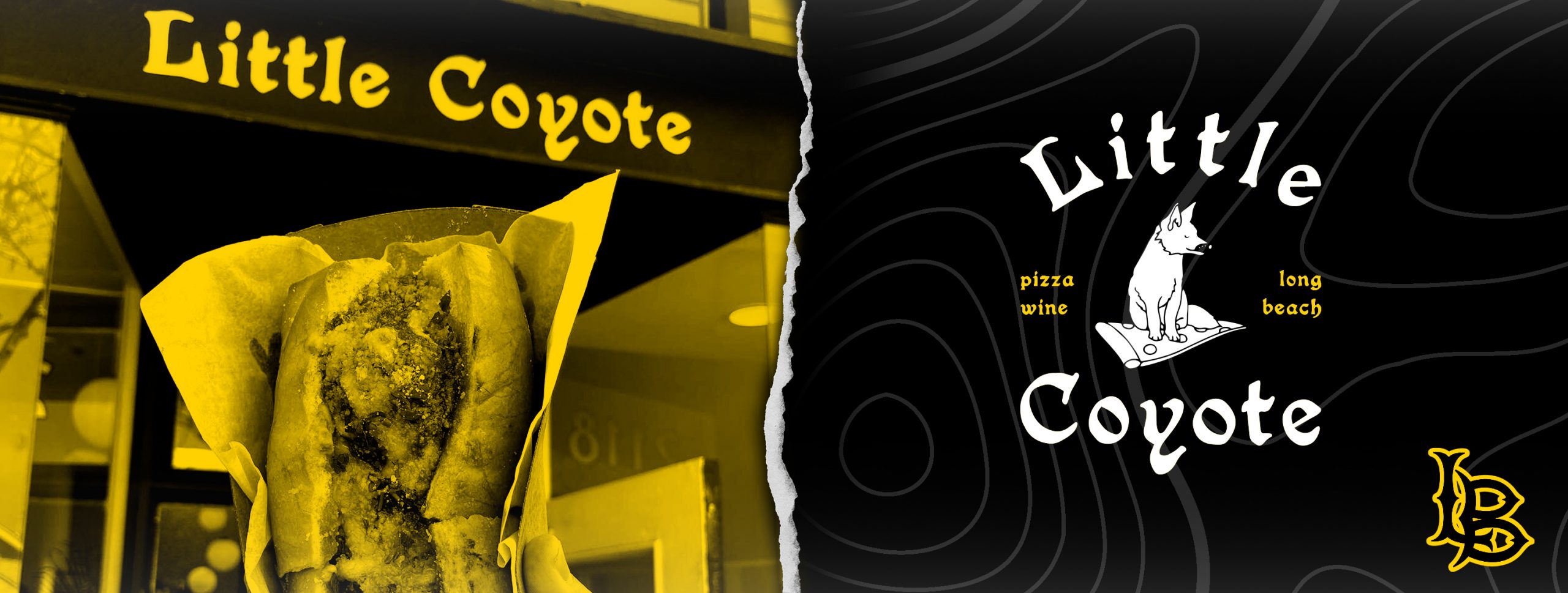 a black and yellow photo of a store front.